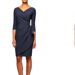 Alex Evenings Petite Slimming Short Sheath Dress 234134 Charcoal Womens 14 NWT
